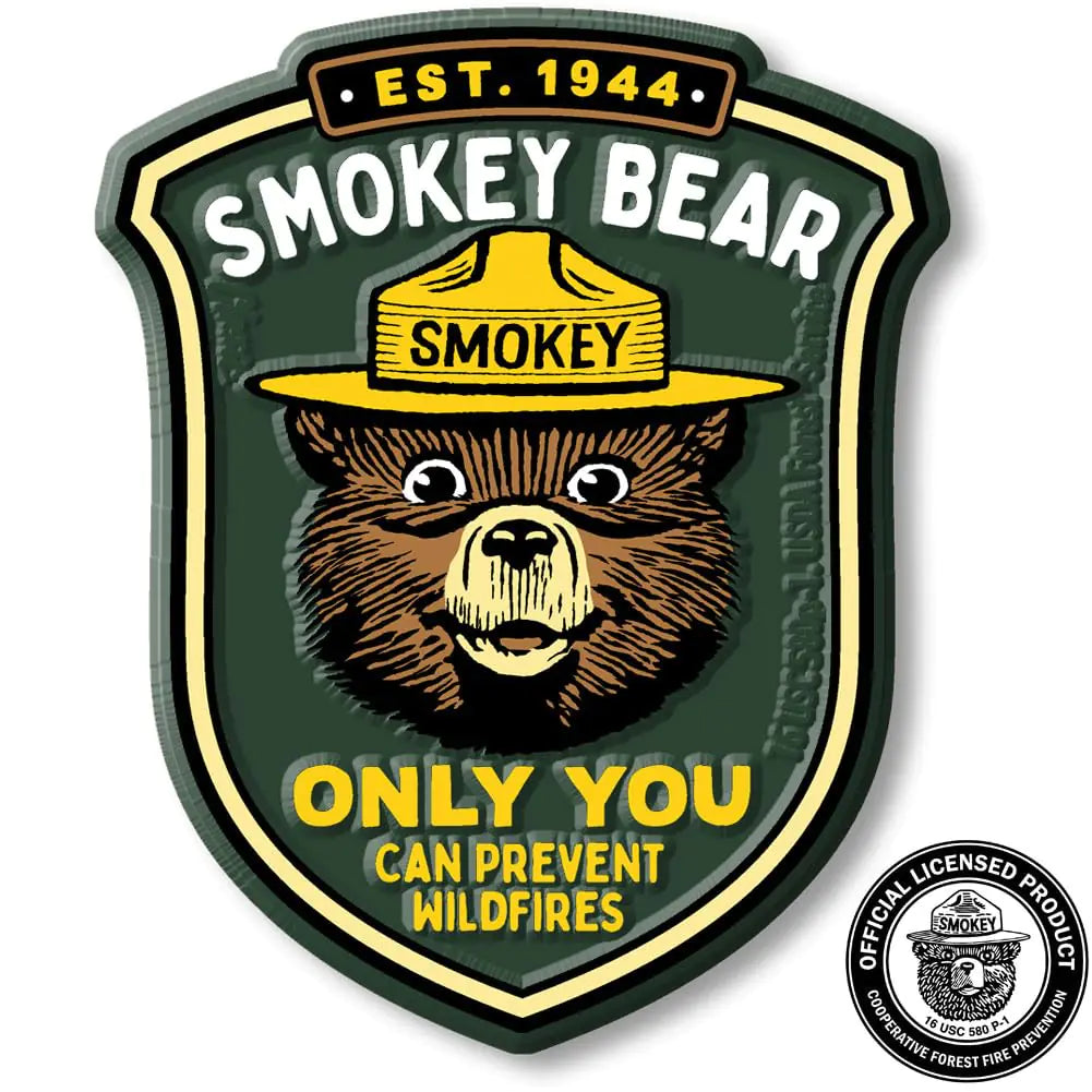 Smokey Bear Only You Badge Magnet by Classic Magnets 2.8" x 3.4" Collectible Souvenirs Made in The USA - The Smokey Pines Collection